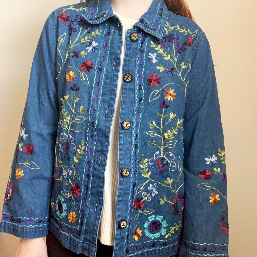 Floral Embroidered Denim Jacket